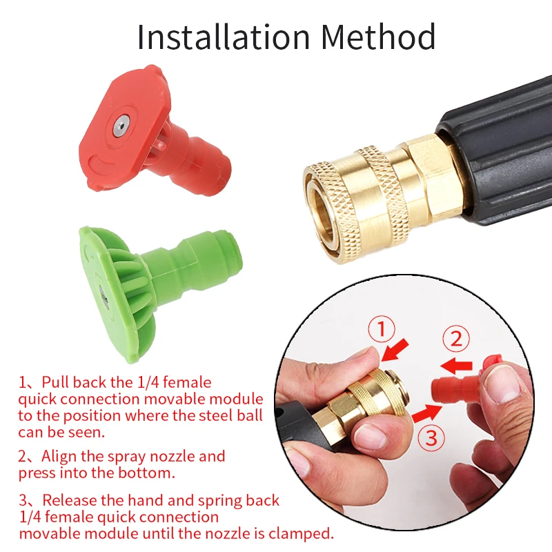 Car Wash Accessories Spray Nozzle For High Pressure Washer And Wireless Lithium Battery Wash Gun 1/4 Quick Connection