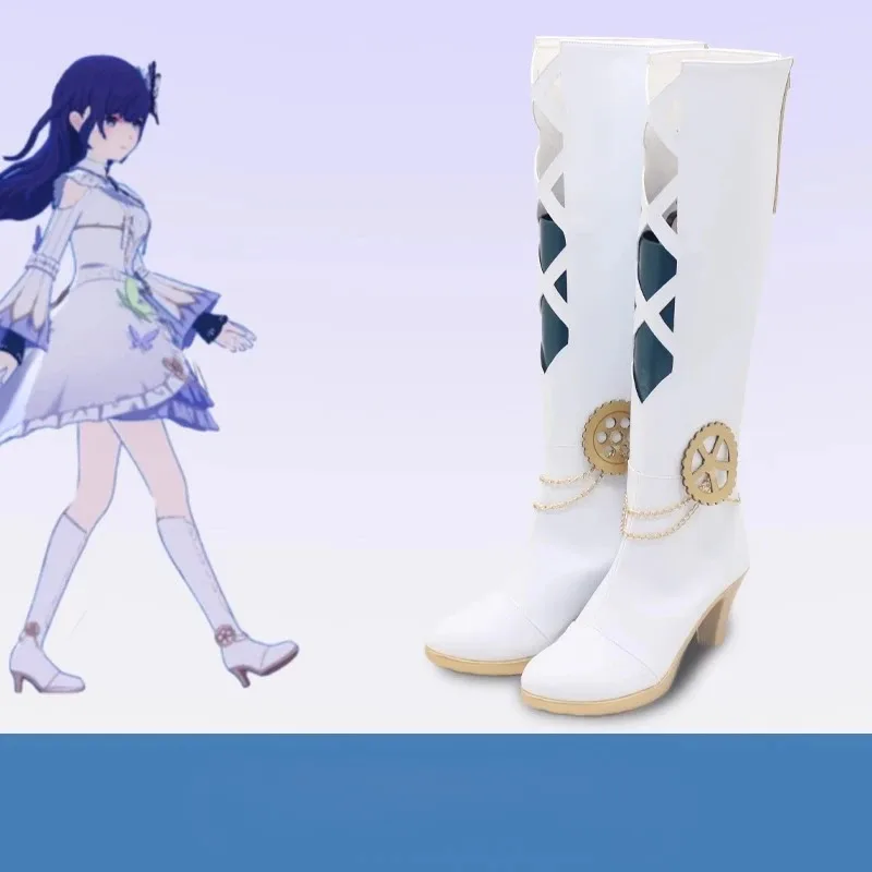 여성 코스프레 신발 Kpop Demon Hunters 미라 화이트 DJ 파티 부츠 gh;0