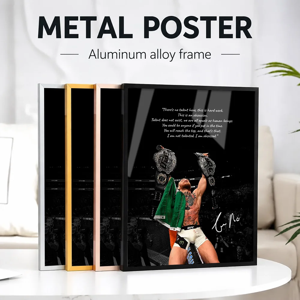 Conor McGregor Championship Celebration Framed Metal Print Customized Photo High Impact Graphic Style Wall Art For Sports Room