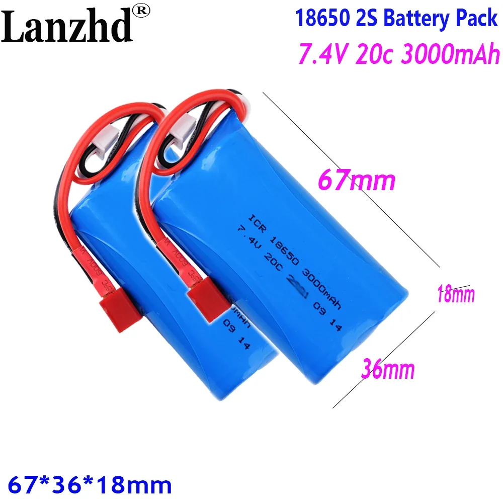 18650 Battery pack 20C 7.4V with T plug 3000mAh For remote control battery Toy model battery power Tools ship model T plug head