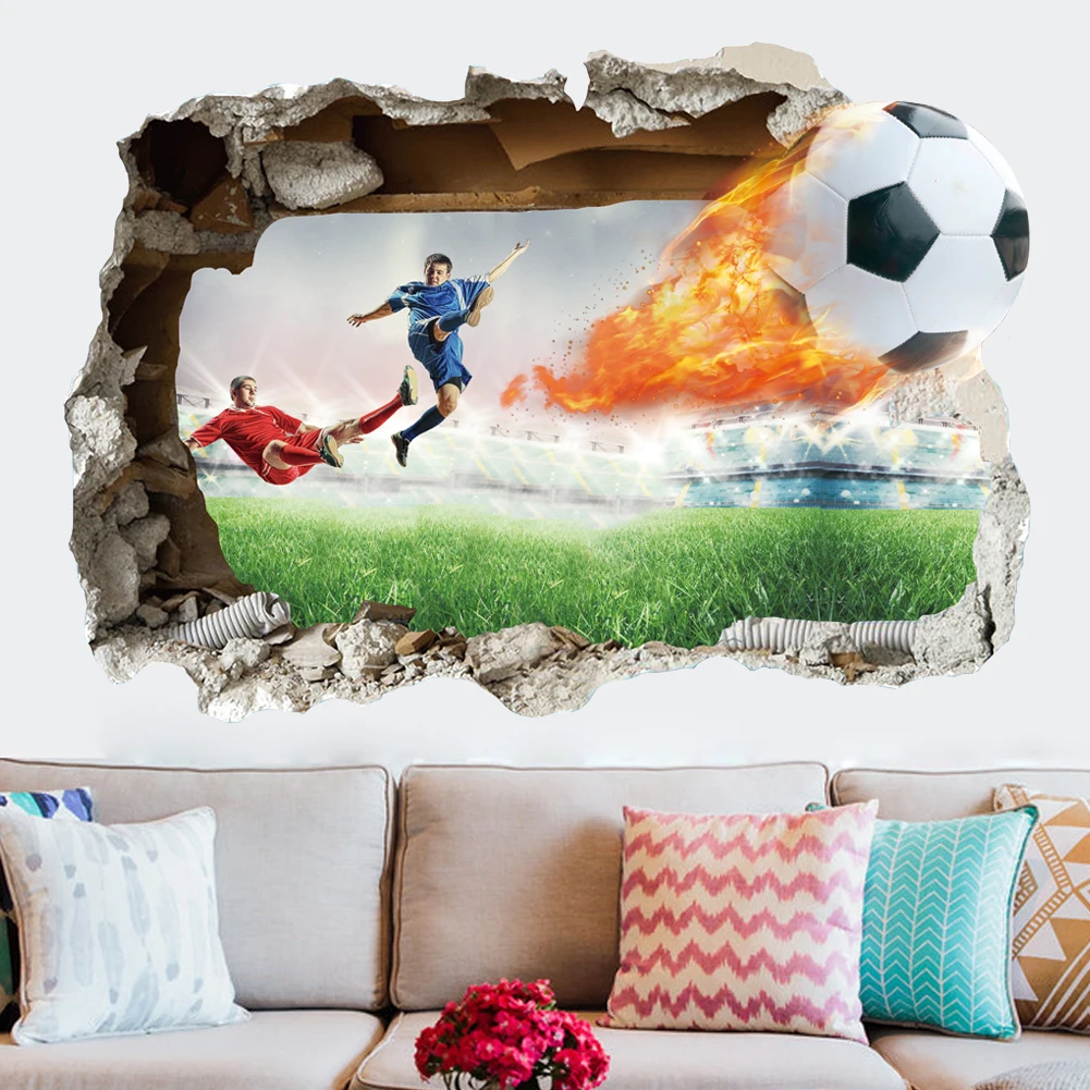 Creative Football Soccer ball wall stickers living room bedroom wall decals boys room decoration