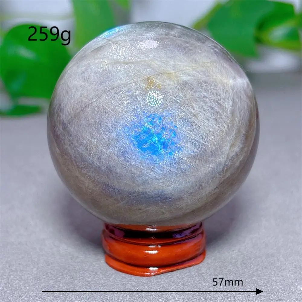 Blauwe Maansteen Bol Kristal Natuursteen Kwarts Mineralen Huisdecoratie Reiki Tuingeschenken Energie Genezing Geluk Liefde +Stand - afbeelding 1