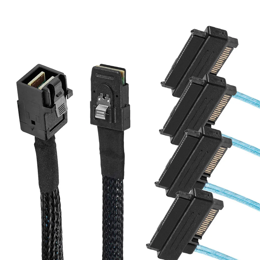 Mini-SAS to SAS-Cable,SFF-8643 to SAS SFF-8643&8087 to SFF-8482 Connector 4X SAS 29Pin SFF-8482 with SATA Power Adapter Cable