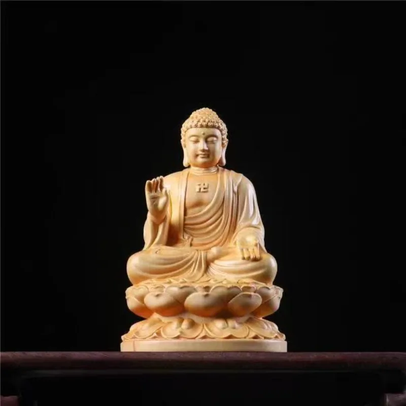 

Китайский стиль, резная статуя Будды из цельного дерева, аксессуары, статуя Будды Шакьямуни, фэн-шуй, декоративные поделки, украшение для дома