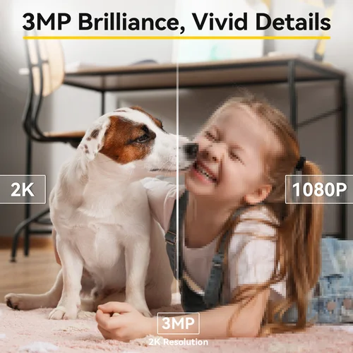 Imagen 2 del producto Cámara para perros Boykeep 2K con aplicación telefónica, cámara para bebés de seguridad interior WiFi de 5G/2,4 GHz, 360 °   Pan & Tilt, audio bidireccional, visión nocturna