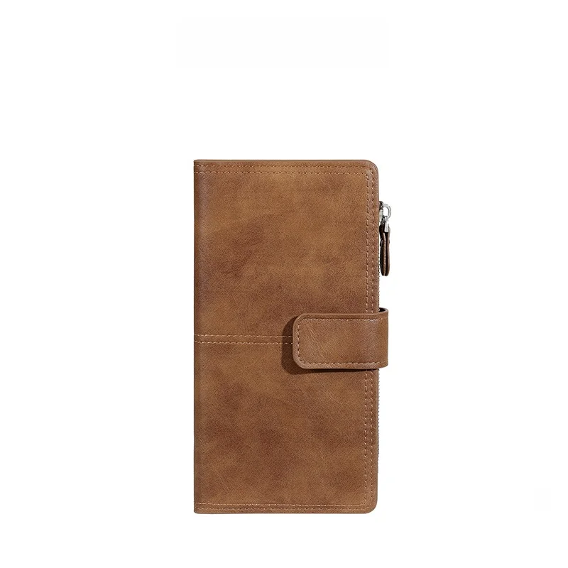 

Мужской кожаный кошелек в стиле ретро GANMOGU, осенняя новинка, вместительный, с отделениями для монет и карт, молодежный, на молнии, из ПУ кожи.