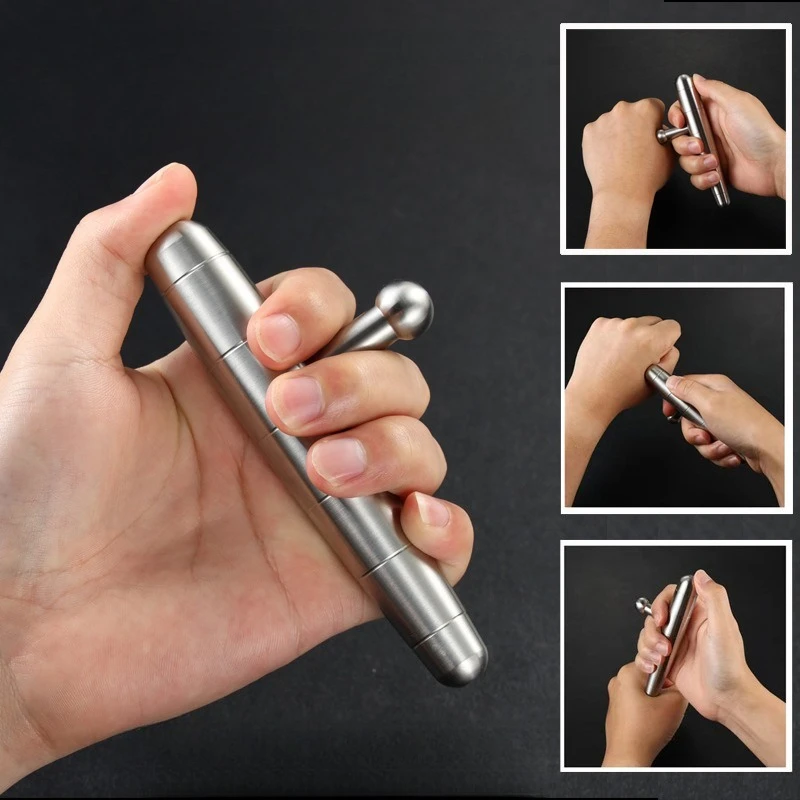 Multi Functional 304 Stainless Steel Fitness T-shaped EDC Stick Acupressure Massage Defense Car Window Breaking Hammer