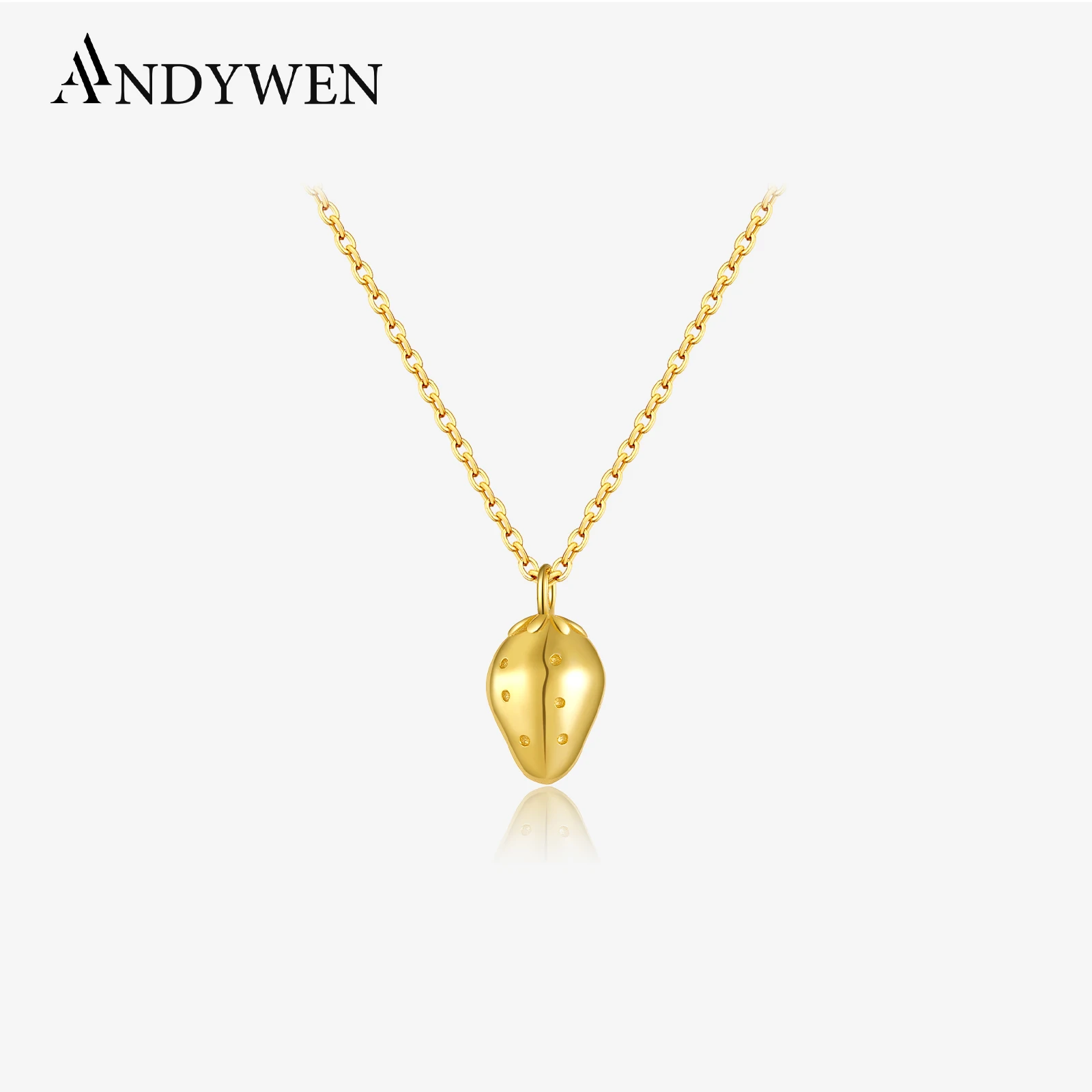 ANDYWEN 925 Sterling Silver Young Kids La Fraise Gold Necklace Special 2024 Women Fine Jewelry Rock Punk For New York Gift