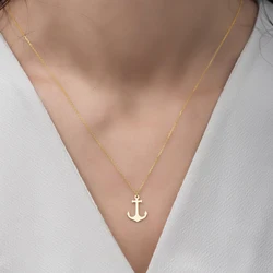 Stainless Steel Necklace For Women Men Hip Hop Punk Geometric Sea Anchor Pendant Choker Jewelry Bijoux Party Minimalist Gifts