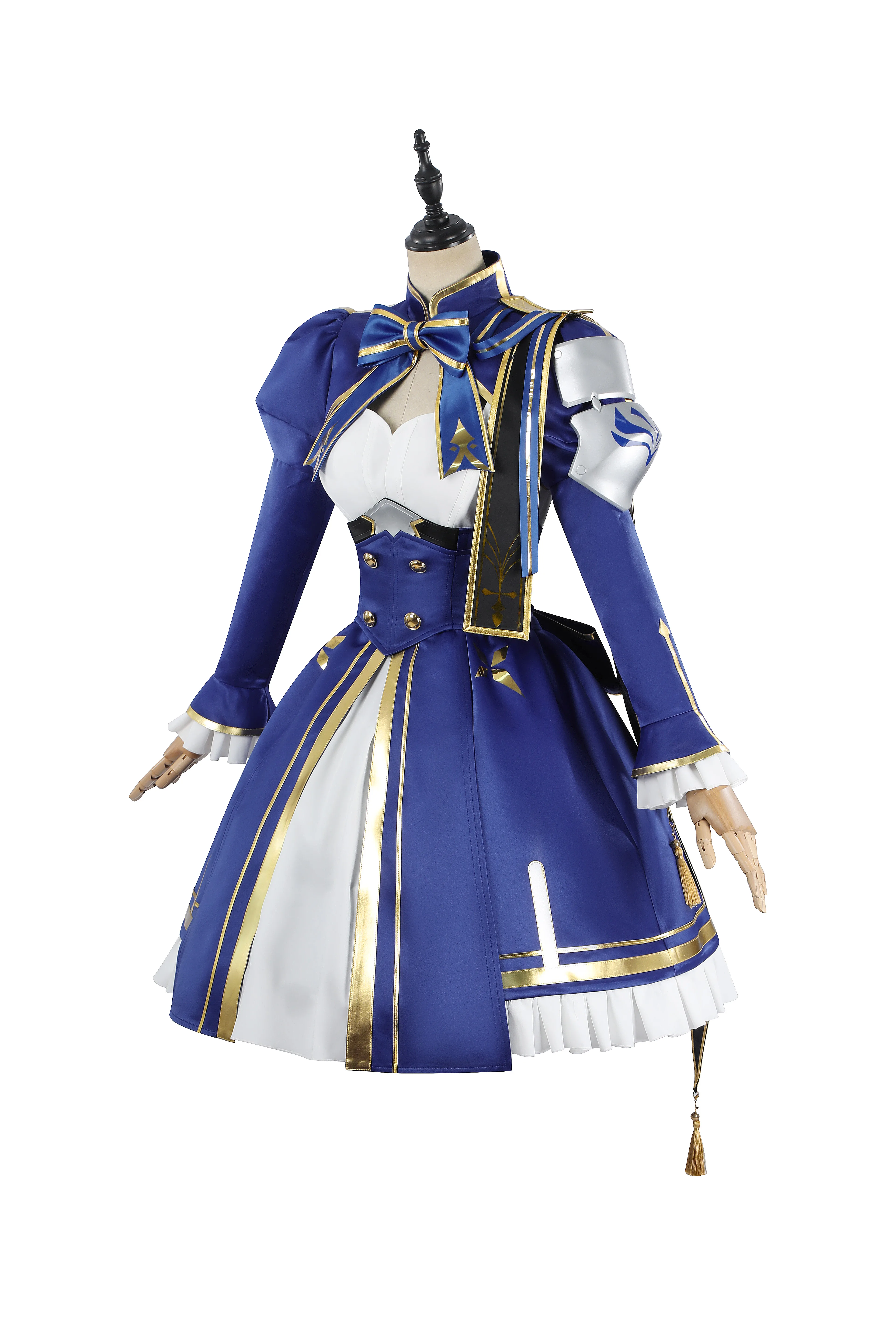 لعبة هونكاي كوسبلاي ستار رايل X صابر زي نسائي أزرق توب تنورة أغطية الرأس القوس الهالوين كوس المرحلة الزي