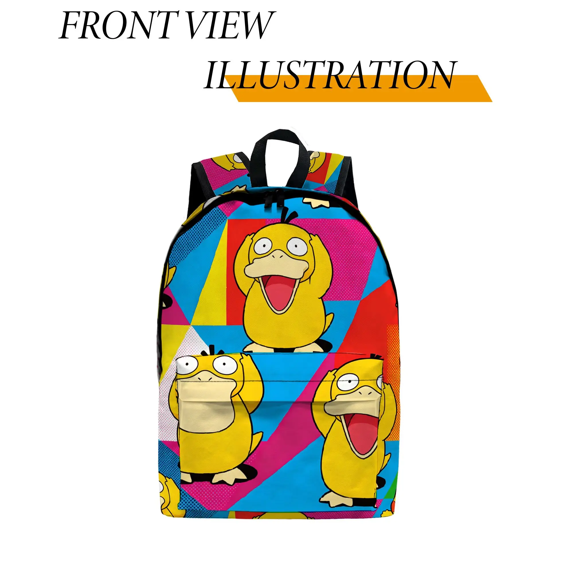 

Рюкзак в стиле Psyduck, 1 шт., модный и простой, унисекс, большой вместимости, высококачественный подарок, милый дизайн.