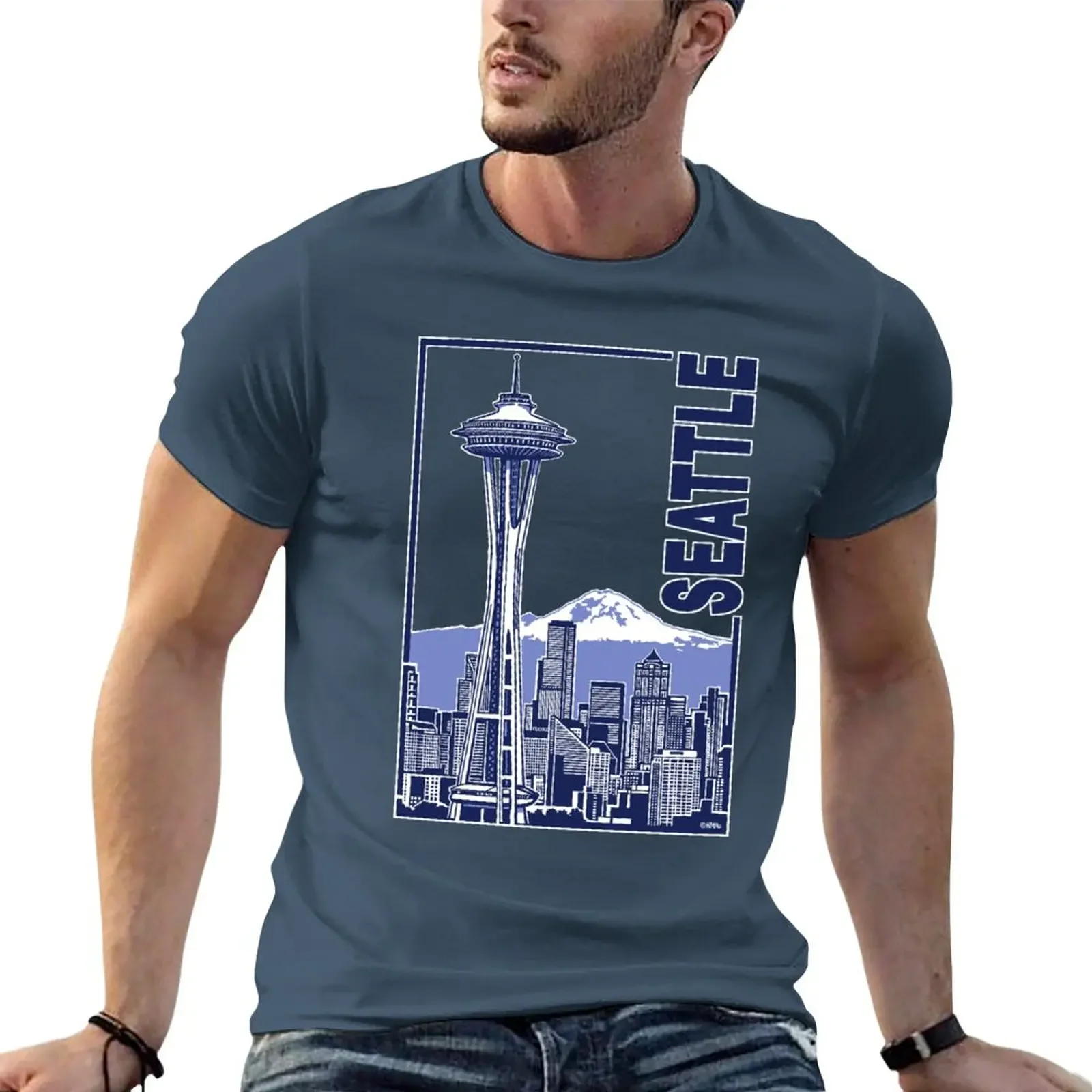 

Seattle T-Shirt Tee shirt kawaii clothes T-shirts for men cotton