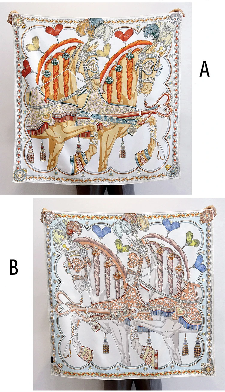 

Шелковый платок из твила 18 мм, роскошный, 90 штук, с подвернутыми краями, банданы, аксессуары для сумок и ремней, рождественский подарок, украшение для головы и шеи, с изображением головы лошади