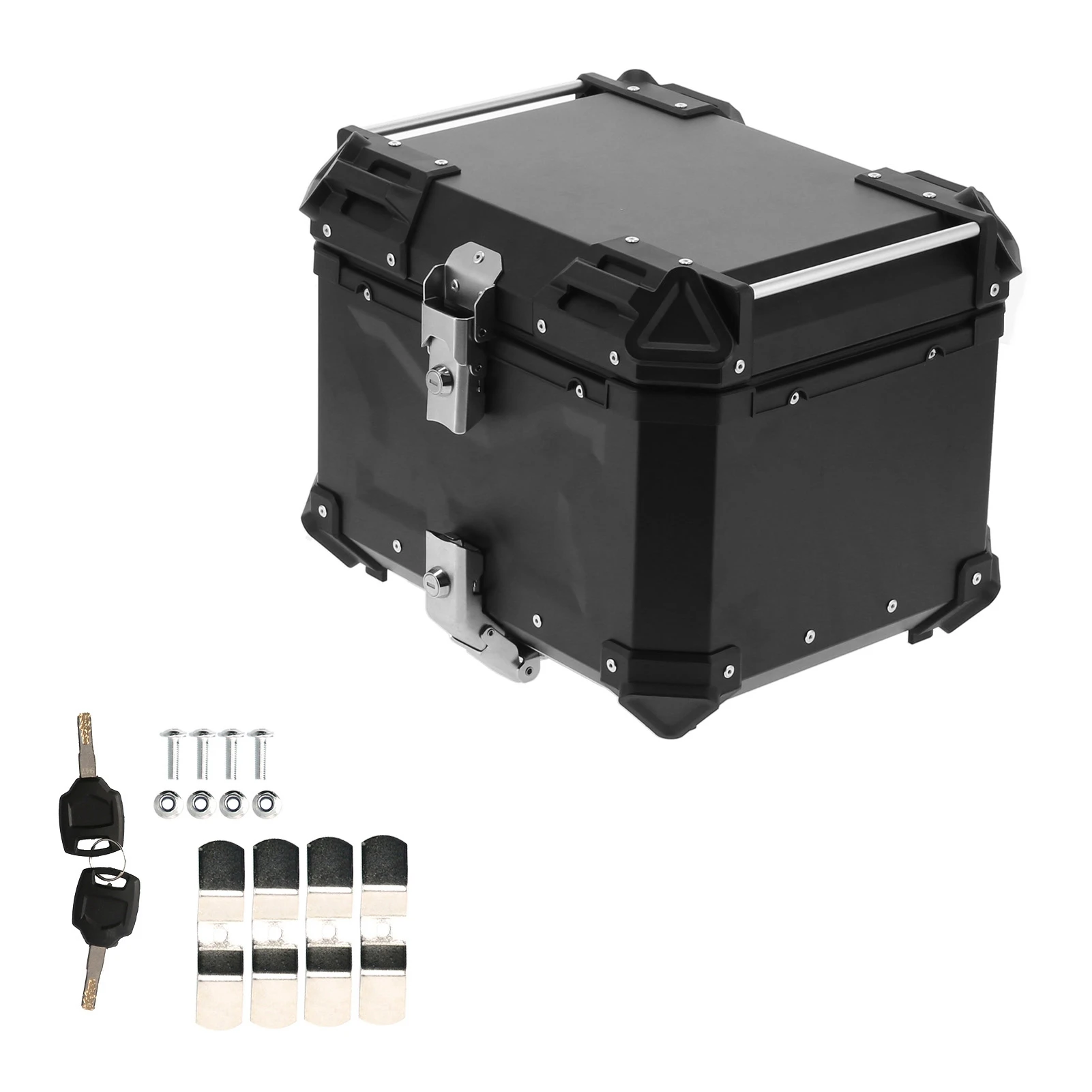 Zwarte 45L motorfiets adventure aluminium topkoffer bagagekoffer drager