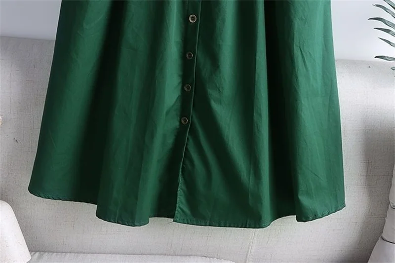 2025 Spring Summer Women Washed Cotton Elastic High-waist Skirt Pocket Belt Solid Long A-line Skirts Split Hem All-match Skirts
