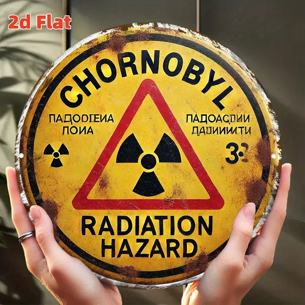 Tin Sign - Vintage Chernobyl Radiation Hazard Metal Plaque, Durable Metal Wall Decor for Home Office Bar Man Cave Wall Art