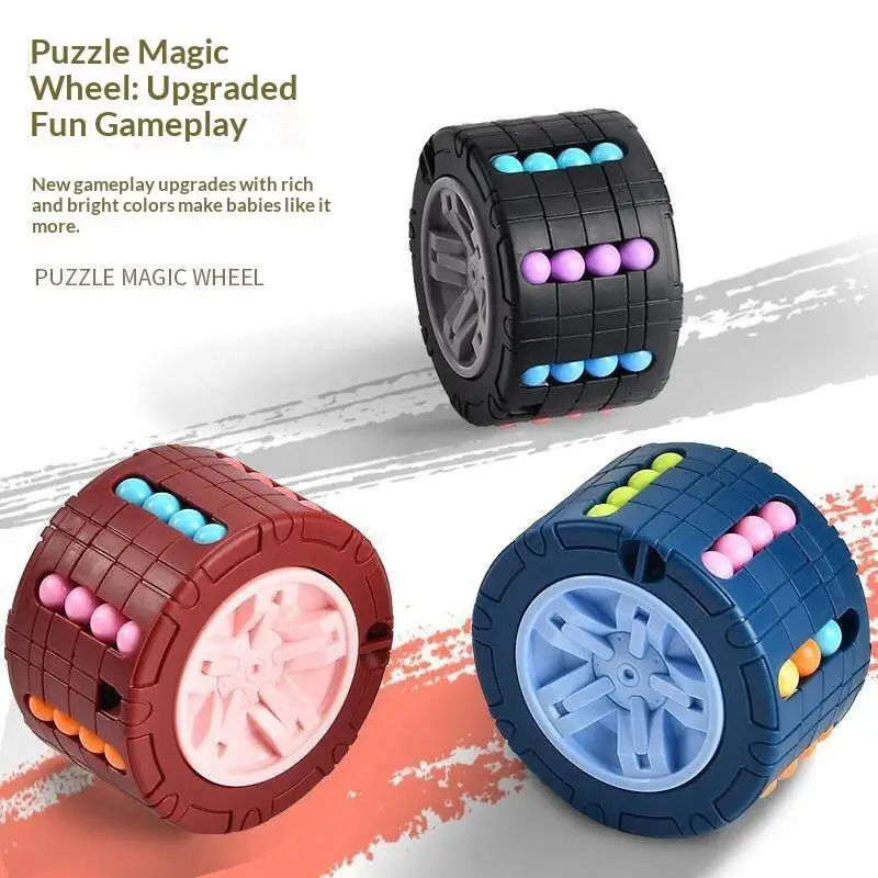 *3D Cylinder Cube Toy Magical Bean Gyro Rotate Slide Puzzle Games Relieve Stress Children Educational Montessori Infant Toy Gift