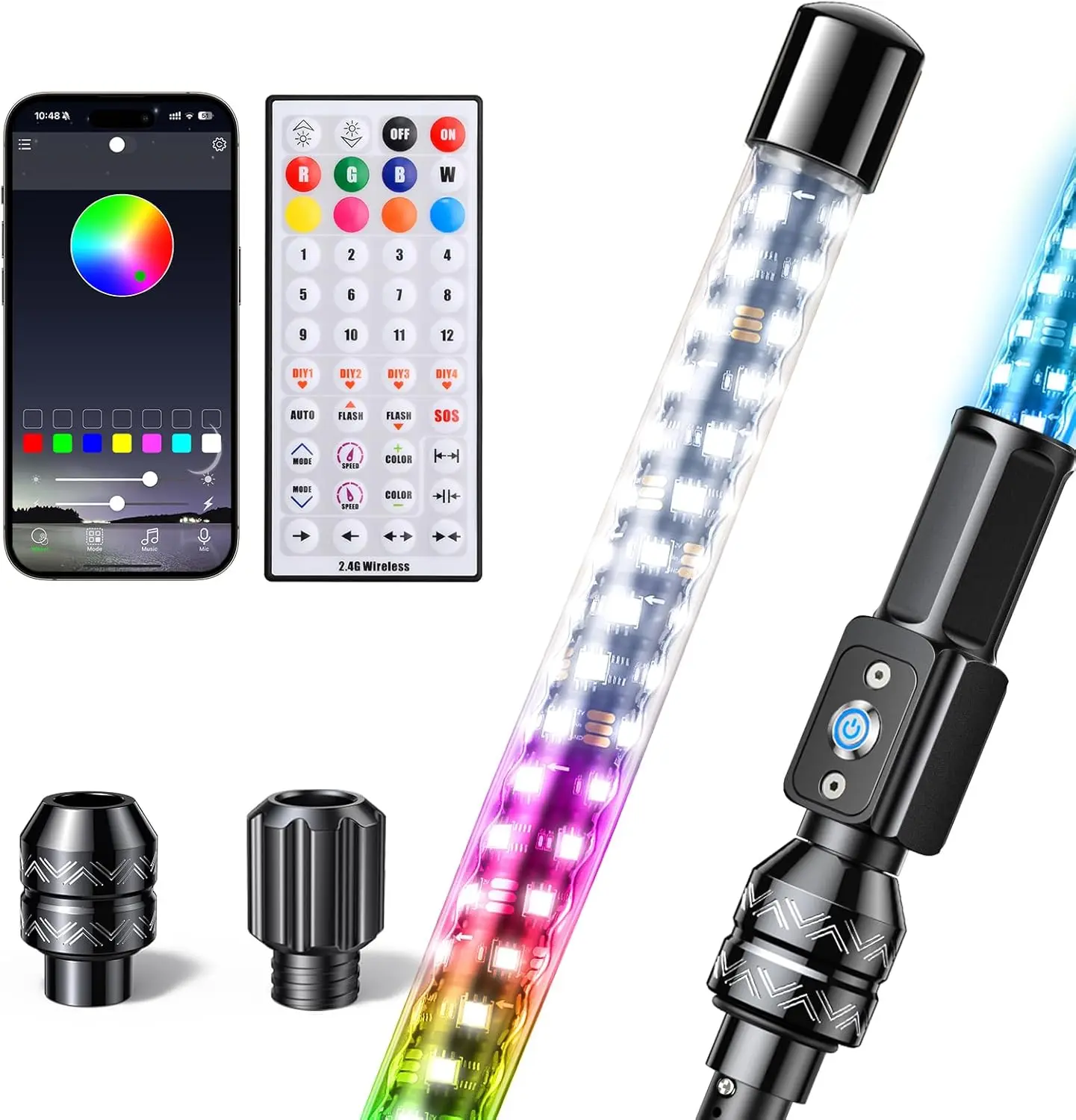 

4FT LED Boat Navigation Light with APP & Remote, 400+ Patterns, Music Sync, SOS, IP68 Waterproof, 2NM Visibility
