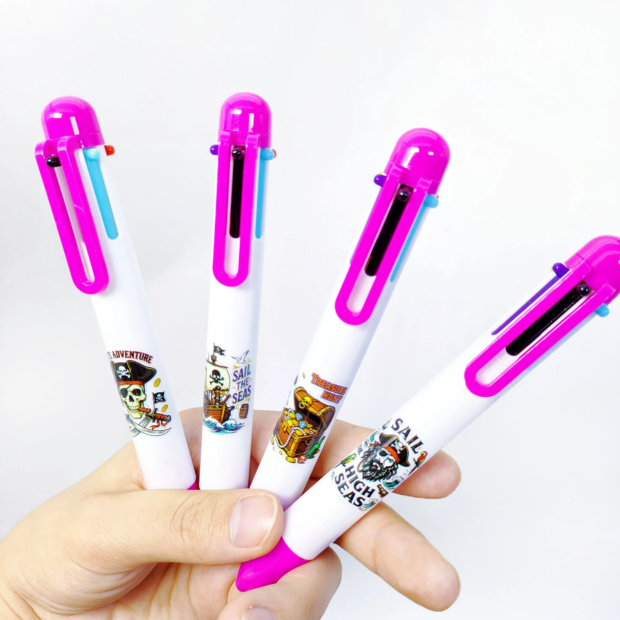 

7 шт./14 шт., креативная многоцветная ручка с пиратским элементом, шариковая ручка «шесть в одном», ключ для маркировки, многоцветная шариковая ручка.