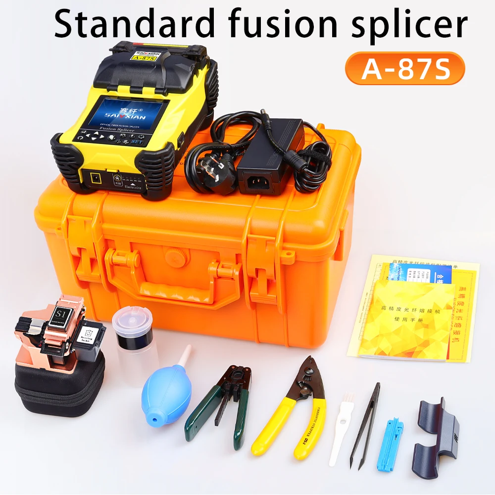 A-87S fiber optic fusion splicer Full set hot melt machine fully automatic fusion splicer fiber optic cable trunk wire jumper