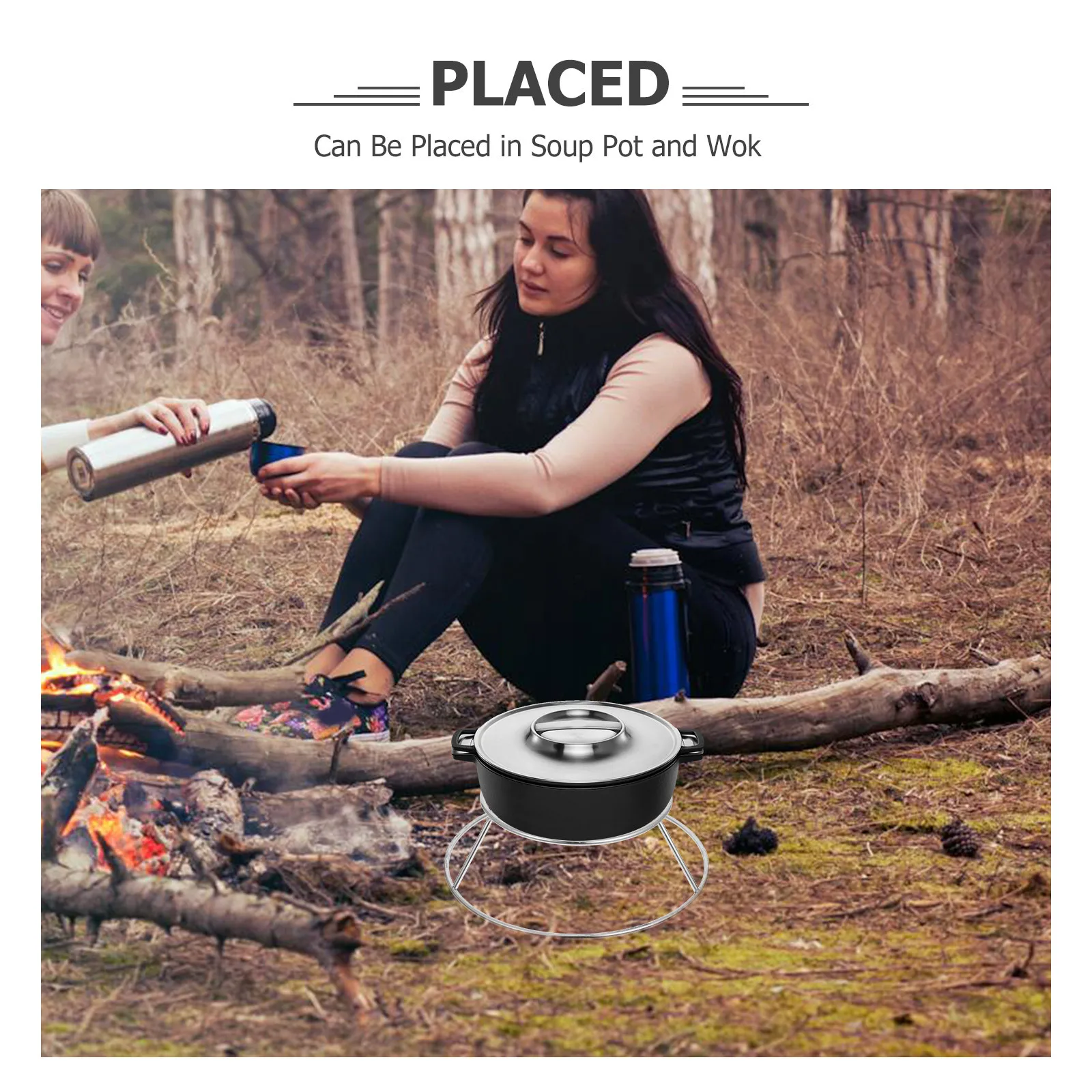 1 قطعة الفولاذ المقاوم للصدأ رف المرجل المستديرة الثقيلة التخييم حامل الطبخ لحفرة النار في الهواء الطلق الفناء الخلفي النار المطبخ المحمولة