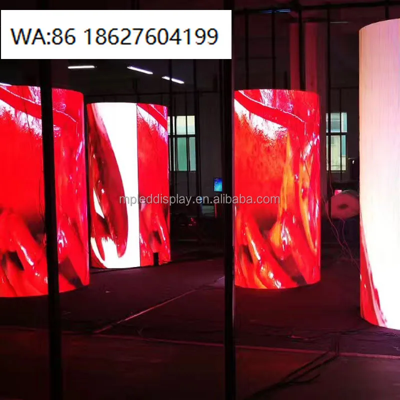 LED SignageMPLED Outdoor P2.5-P8 Cylinder Column LED Display Screen Full Color RGB 16-Bit 1R1G1B 110-220V 2 Years CE ROHS