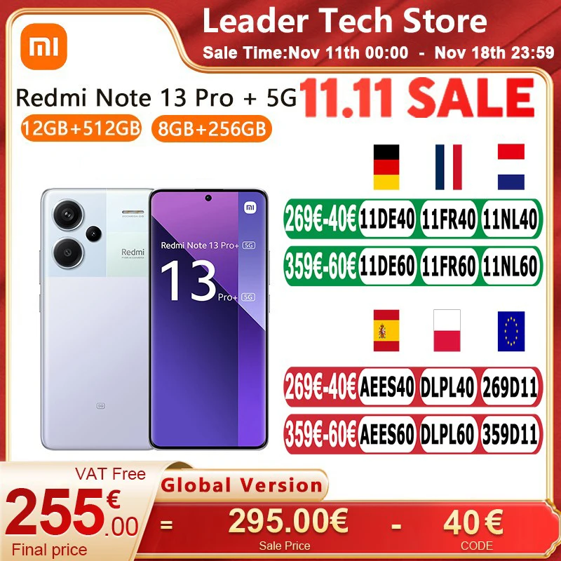 Xiaomi Redmi Note 13 Pro+  5G Smartphone Global Version NFC 200MP OIS Triple Camera 120Hz AMOLED 120W Charge