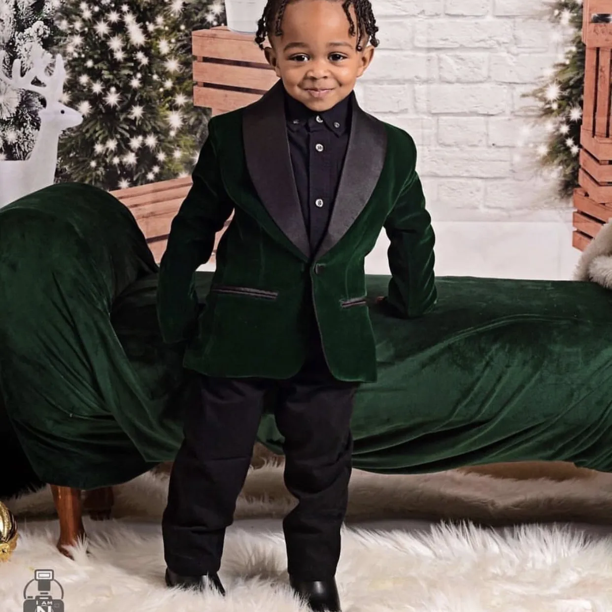 BRIDELEE Green Velour Boys Suits For Wedding Clothing Kids Birthday Party Formal Outfits Ring Bearer Attire Blazer And Pants