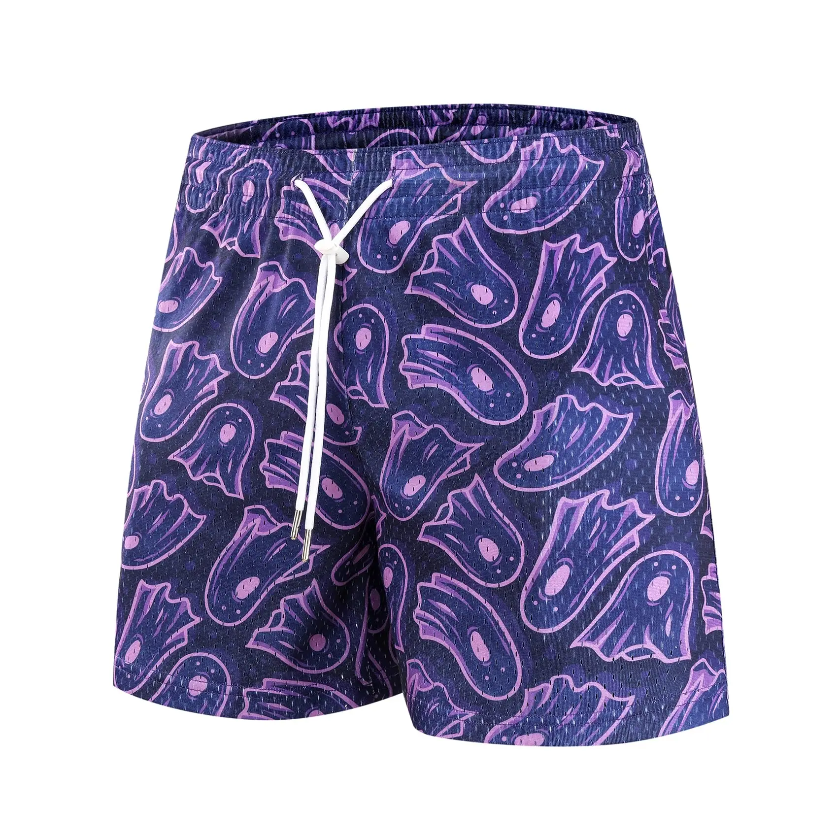 

Summer Halloween Night Ghost Full Over Print Basketball Mesh Shorts Quick-dry Beach Shorts Comfy Loose-Fit Flexible Moto Shorts