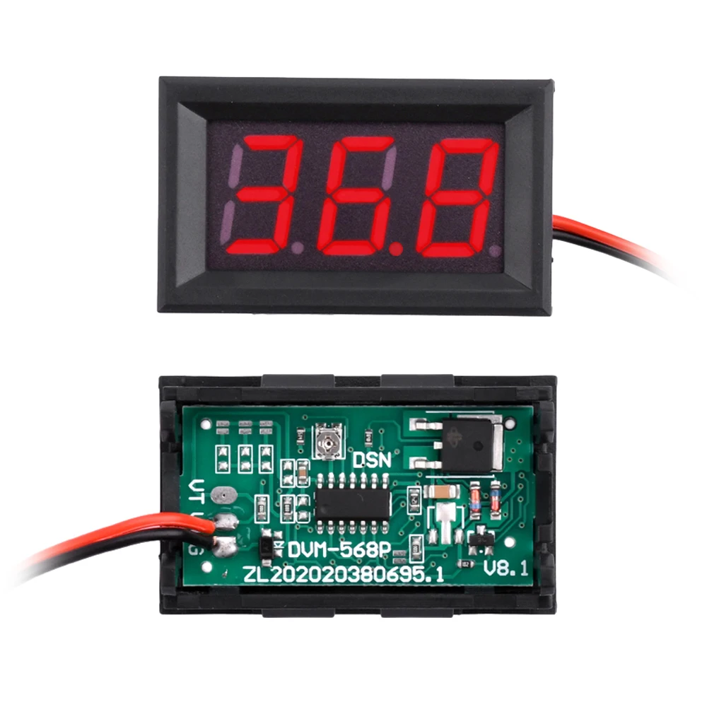 DC 5-120V 2-wire 3-digit Voltmeter 0.56 inch LED Voltage Detector Electrician Measuring Tools