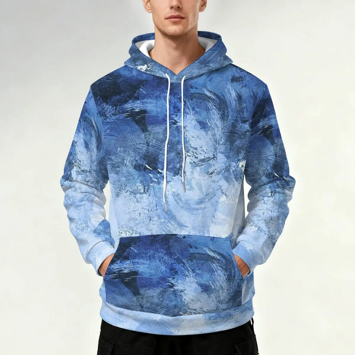 Herren-Kapuzenpullover mit abstraktem Print und Kordelzug für Frühling und Herbst – stilvoll, bequem und atmungsaktiv