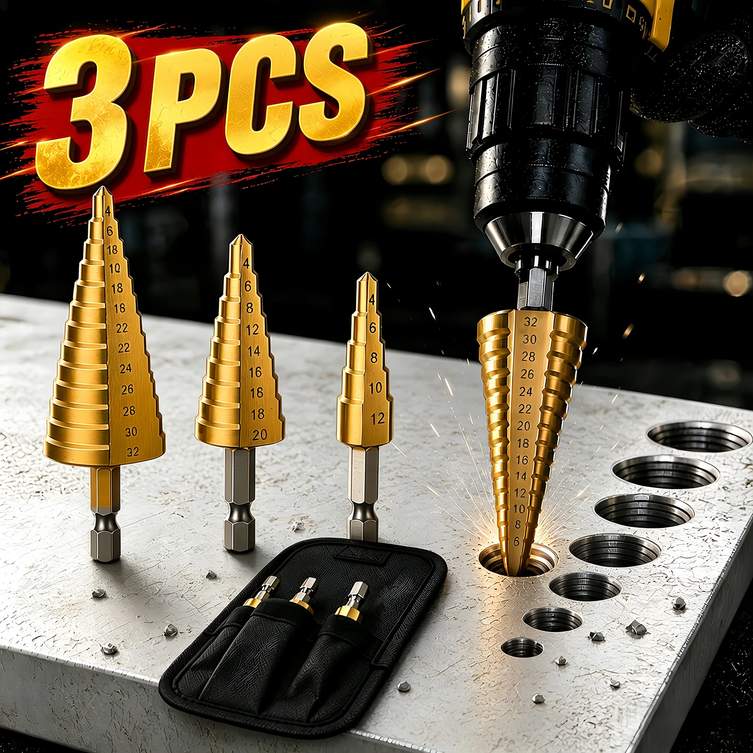 4-32 mm 4-20 mm HSS Titanium Coated Step Drill Bit High Speed Steel Metal Wood Hole Cutter Cone Drilling Tool