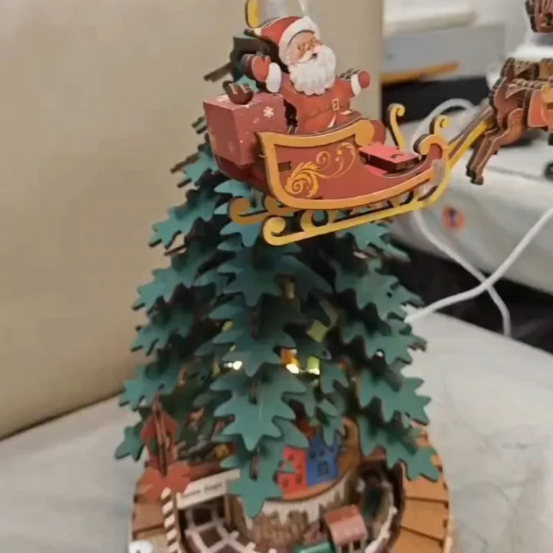 Robotime ثلاثية الأبعاد الألغاز الخشبية صندوق تشغيل الموسيقى شجرة ميلودي عيد الميلاد نماذج خشبية مجموعات للبالغين لبناء أفضل هدايا عيد الميلاد عيد الميلاد
