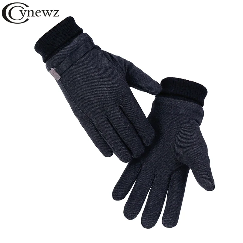 Winter Men Gloves Thickened Keep Warm Windproof Motorcycle Gloves Cloth Velvet Touch Screen Outdoor Driving Male Mittens