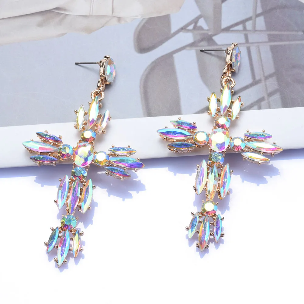 Bohemian earrings, long star cross diamond earrings, cross-border accessories are sent overseas.