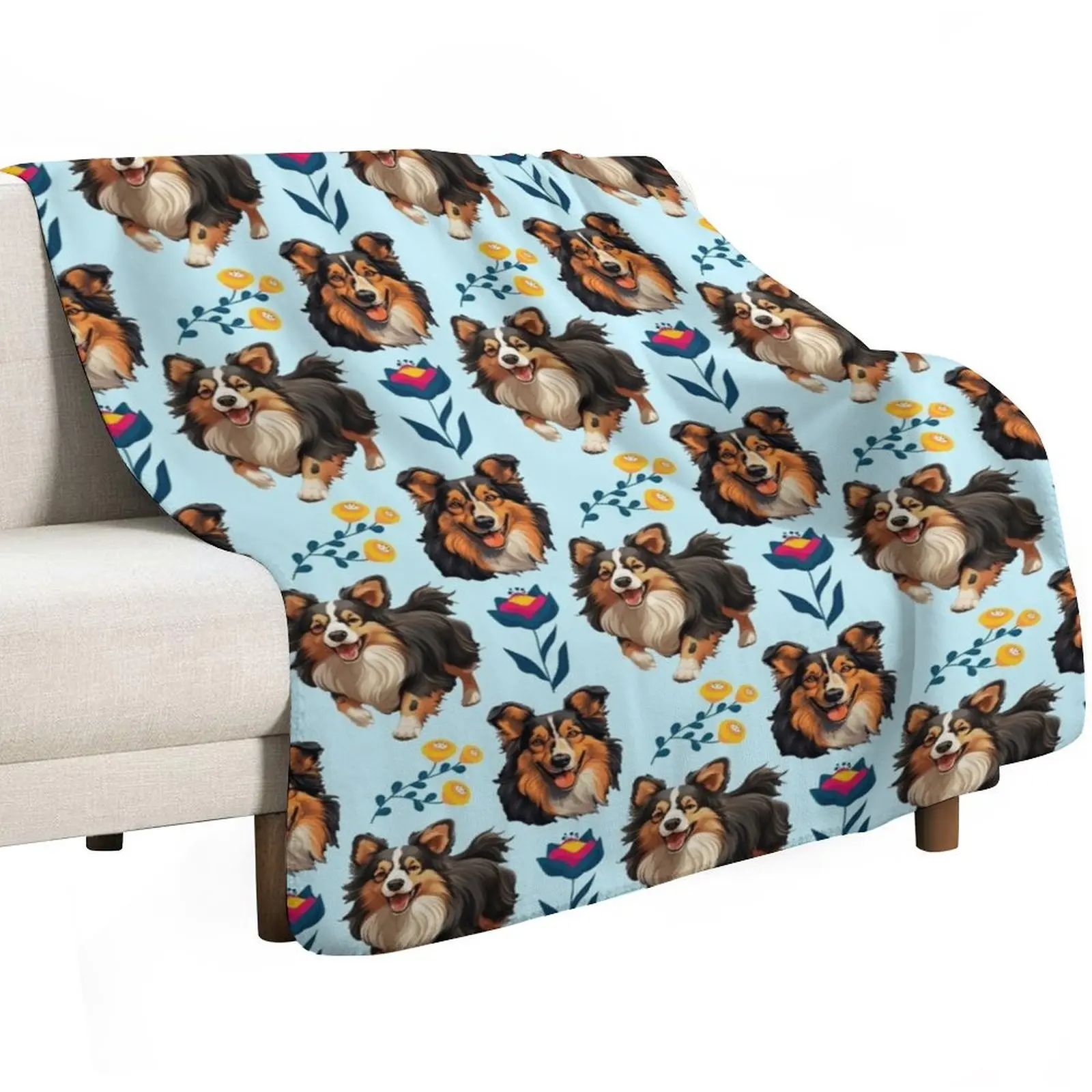 SHELTIE Throw Blanket Blankets For Sofas Hair For Decorative Sofa Bed Fashionable Flannels Plaid on the sofa Blankets