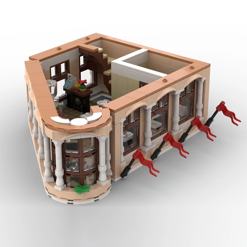 City Street View Model MOC Building Bricks Hotel Restaurant Floor Modular Technology Gifts Holiday Assemble Children Toys Suit