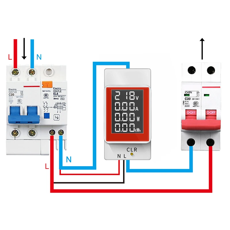 Din Rail Electricity Digital Meter Power Energy Voltmeter Ammeter Watt kWh Reset Power Consumption Wattmeter Monitor AC 50V~300V