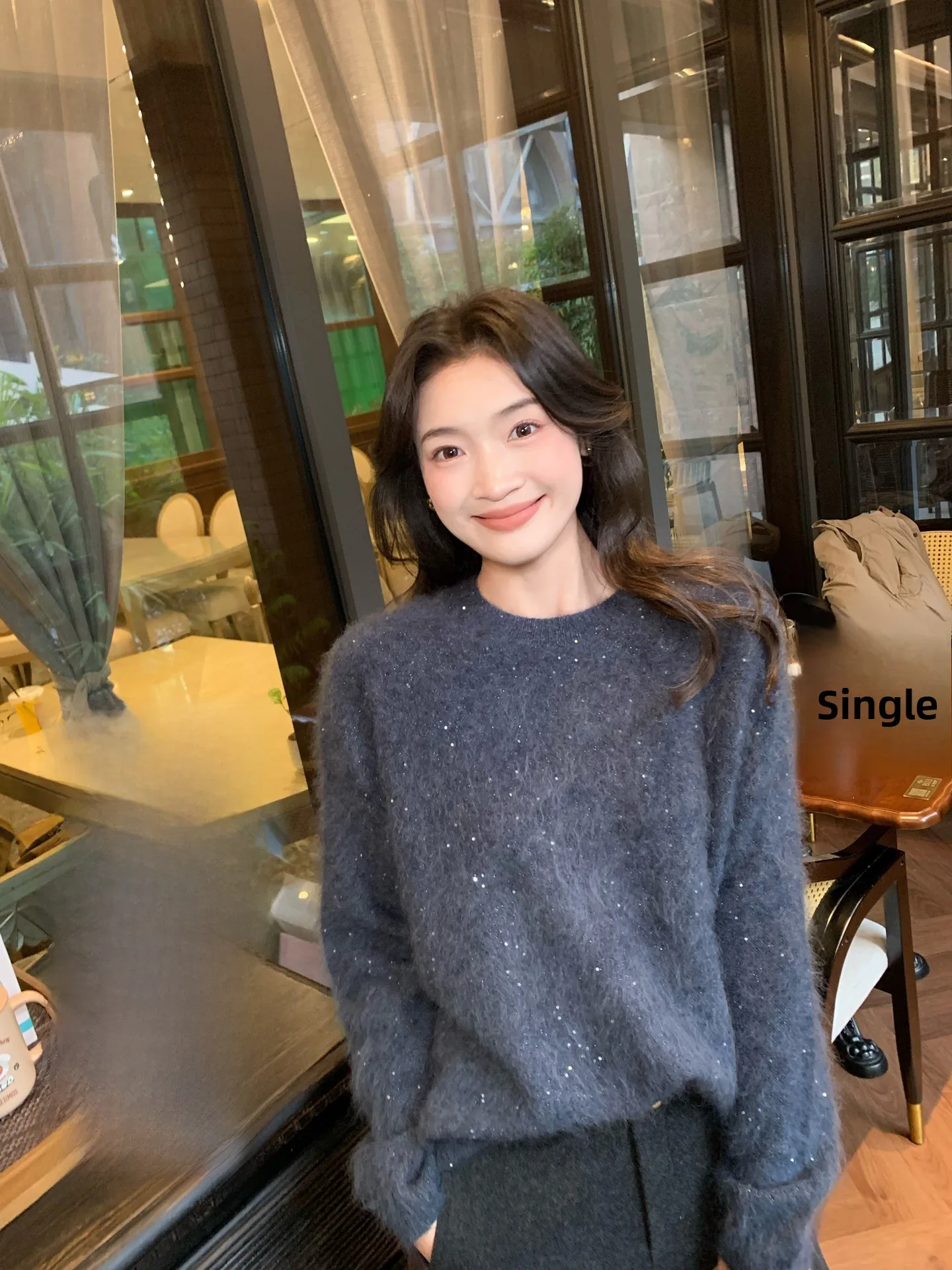 

Женский теплый вязаный свитер Fol Else из шелка и шерсти с эффектом звездной ночи, повседневный, свободного кроя, с длинными рукавами, для зимы