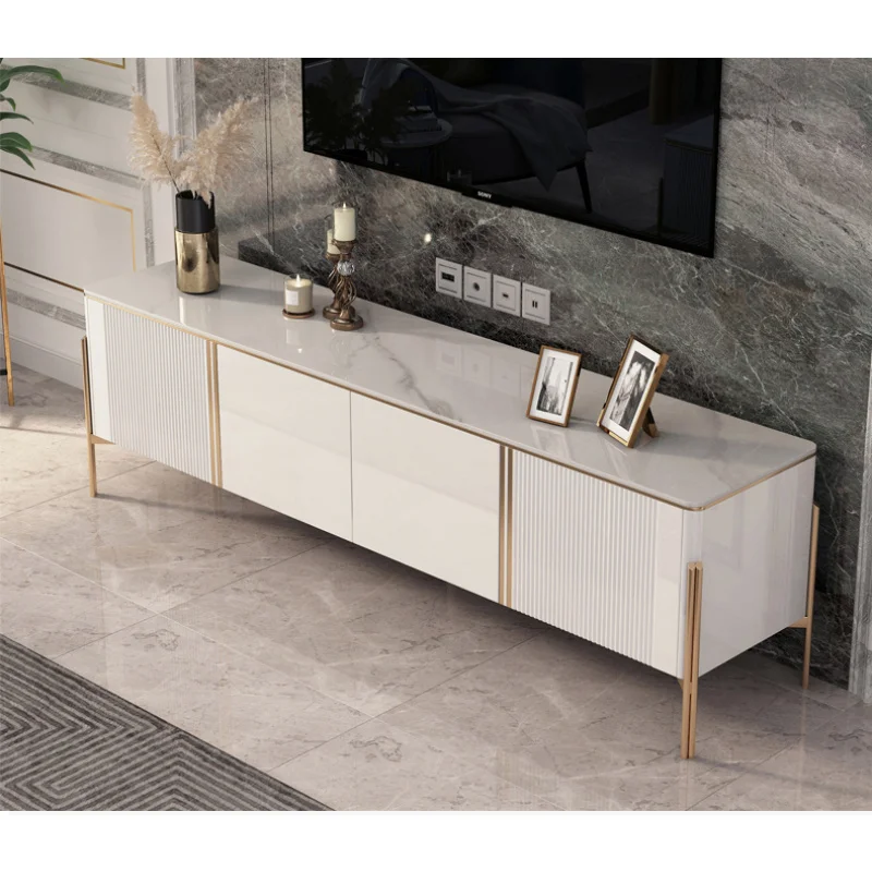 custom.ATUNUS Luxury Living Room Furniture Centre Marble Coffee Table Modern Stainless Steel Frame Tv Stand Buffet Cabinet
