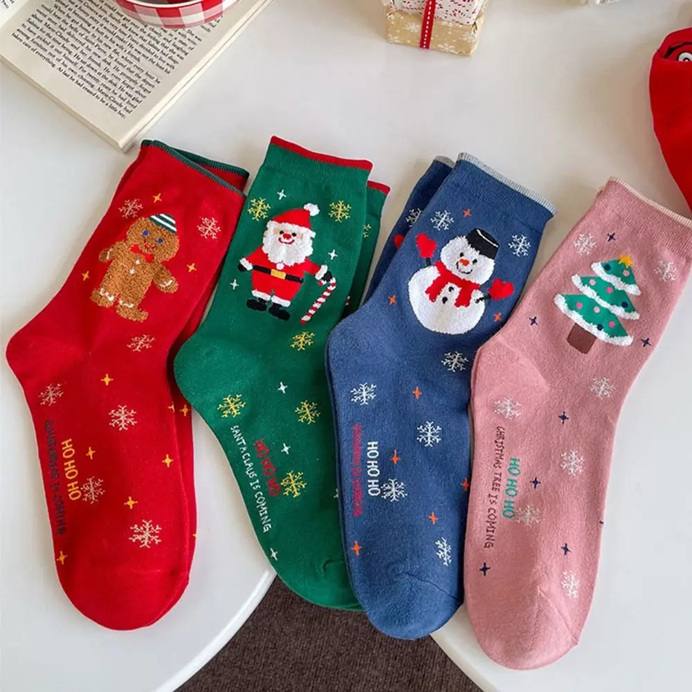 

Cotton Christmas Socks Santa Claus Snowman Cartoon Hosiery Gingerbread Man Cloth Accessories Mid-Tube Socks Christmas Gift