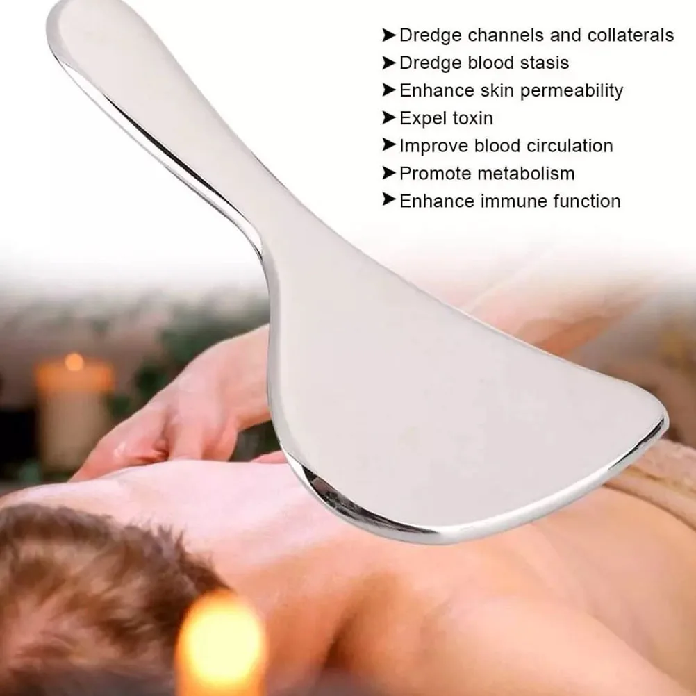 

Face Gua Sha Tool Silver Smooth Edges Facial Body Massager Muscle Scraper Double Chin Reducer Scraping Board For Face Arms Back