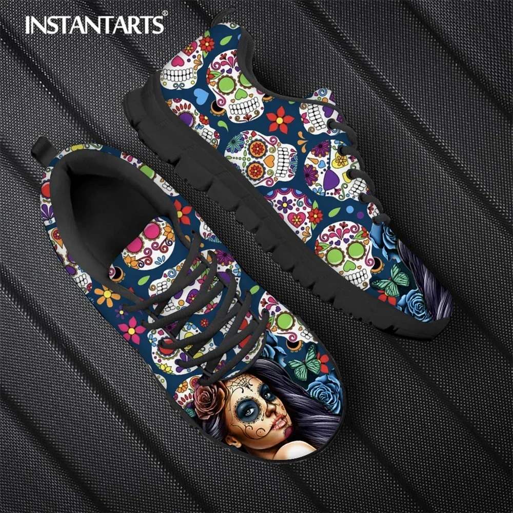 New Fashion Skeleton Skull Face Girl con stampa teschio di zucchero scarpe basse da donna Warm Comfort Lace Up Sneaker Hot