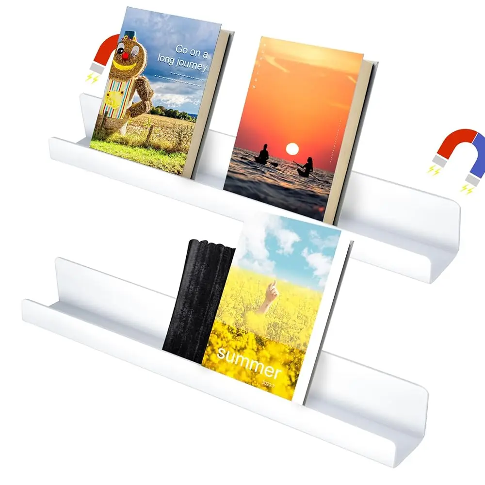 

2Pcs Magnetic Book Shelf, Whiteboard Magnetic Bookshelf Magnetic Floating Book Stand Magnetic Book Display Holder Magnetic Ra
