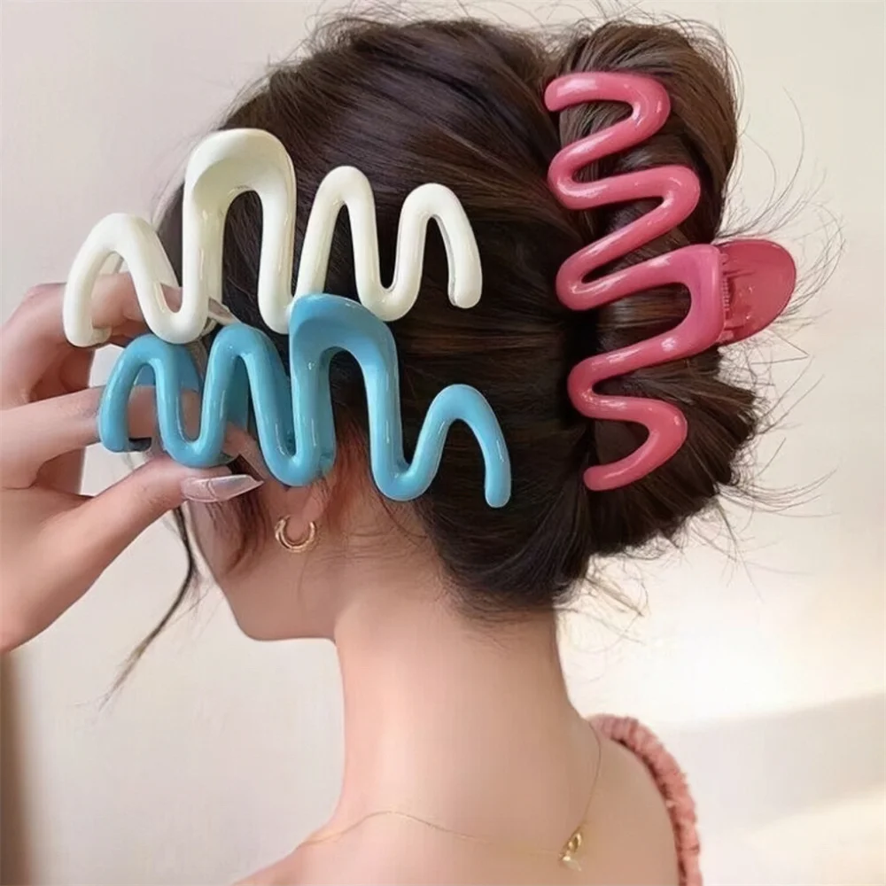 

Colorful Jelly Wave Hair Claw Hairpin Women Girls Candy Color Korean Sweet Simple Irregular Ponytail holder Hair Clip Headwear