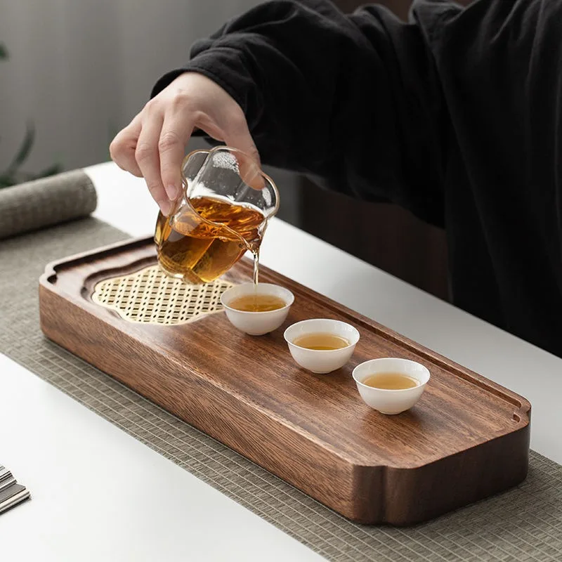 

Light Luxury Chinese Walnut Wood Tea Tray Drainable Solid Wood Tea Tray Small Dry Brewing Table for Household Use Table Tea Tray