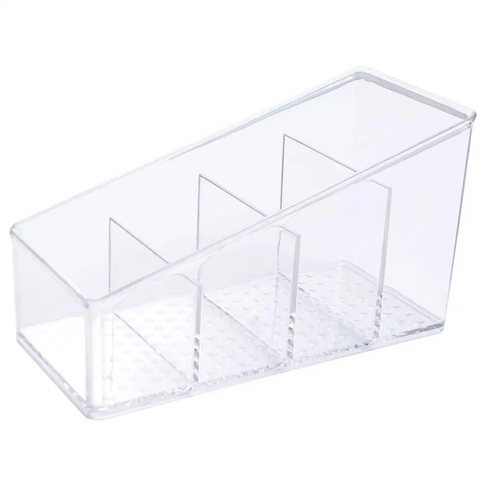 Transparent Remote Control Holder 4-Compartment Storage Box Remote Control Storage Rack Four Grid Home Decoration