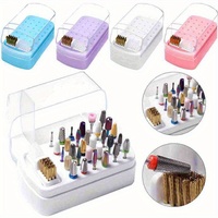 2 in 1 Nail Drill Bits Storage Box 30 Holes with Cleanning Brush Manicure Salon Grinding Head Holder Display Nail Art Accessory
