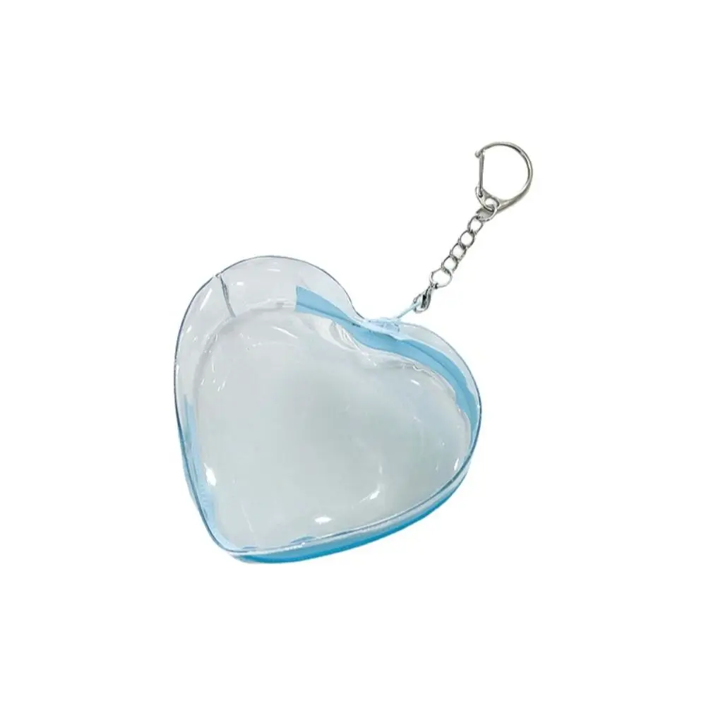 Cute Colorful Heart Figure Carrier Bag Keychain Zipper Closure Lightweight Display Pouch Kawaii PVC Carrier Bag Collection