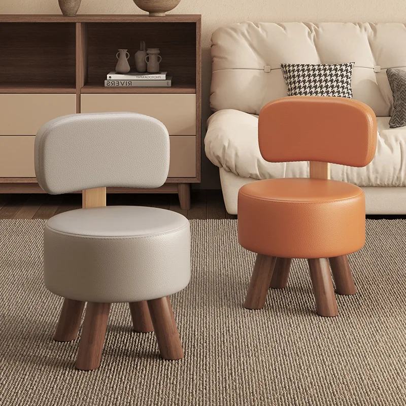 Custom Modern Simplicity Leather Small Stool With Soft Bag For Living Room Home Shoe Changing Bench